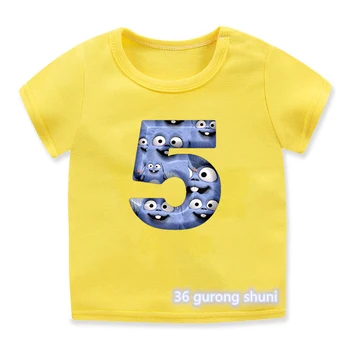 2021 Забавный Медведь Гризли, Лемминг, Детская футболка с Рисунком 2-9 чисел, Детская Одежда С Днем Рождения, Футболка Для мальчиков/девочек