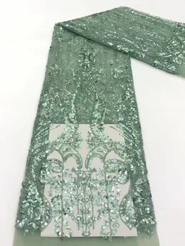 2022 Роскошная французская Кружевная ткань из тюля с 3D бисером, Высококачественная Африканская Кружевная ткань с пайетками Для вечерних платьев