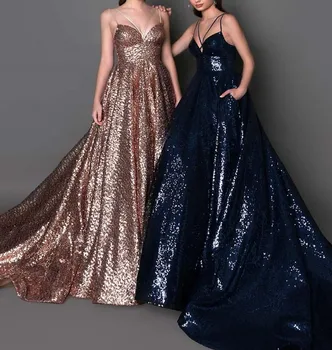 2022 Роскошное Вечернее платье с блестками на Бретельках, без рукавов, Вечернее платье для Выпускного Вечера, Robes De Soirée Vestidos New