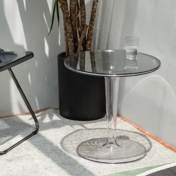 2023 Год, официальный новый Скандинавский простой Прозрачный Журнальный столик, круглый акриловый приставной столик, Дизайнерский съемный балкон