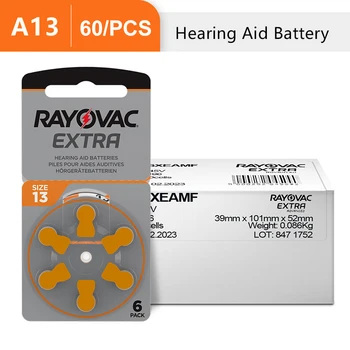 60 Шт. Батарейки Для Слухового аппарата RAYOVAC EXTRA Replacement Zinc Air Battery Для Слухового Усилителя CIC A13 PR48 Размер 13 P13