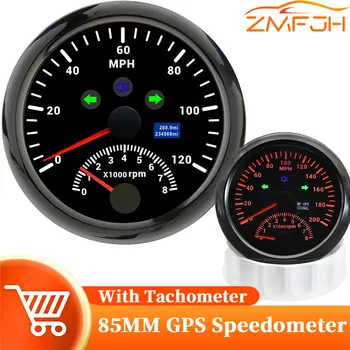 85 мм GPS спидометр с тахометром 8000 об/мин Универсальный мотоцикл Цифровой спидометр Тахометр Датчик для автомобиля Грузовика лодки 12 В