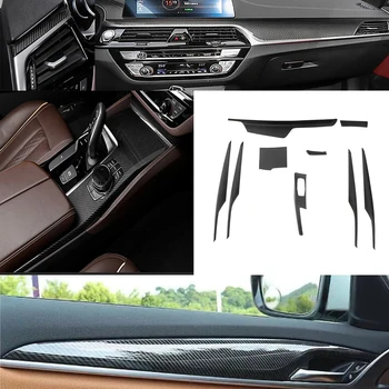 9 шт. Внутренняя отделка из сухого углеродного волокна, комплект для переключения передач, приборная панель, передний воздухозаборник для BMW 5 серии G30 2018-2022