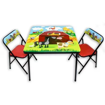 Gener8 GS75044 Стол и стул для скотного двора в помещении, разноцветный -возраст от 3 до 8 лет Размеры: Виниловая столешница 24x24x20 дюймов
