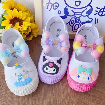 Kawaii Sanrio Cinnamoroll Kuromi My Melody/ Парусиновая Обувь с рисунком Аниме; Детская Повседневная Противоскользящая Обувь на мягкой подошве для детского сада; Подарок для девочки