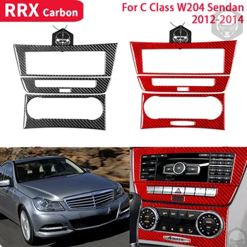 RRX для Mercedes-Benz W204 2012-2014 Интерьеры из углеродного волокна Радио CD Панель переменного тока Кнопка Рамка Крышка Отделка Наклейки Автомобильные аксессуары