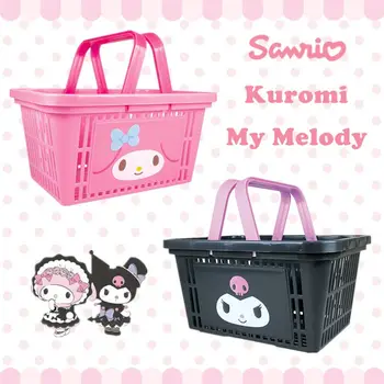 Sanrio Kawaii Melody Kuromi Портативная Корзина для ванны Пластиковая Корзина для ванной комнаты Для хранения, Настольная сумка для хранения, Корзина для ванной