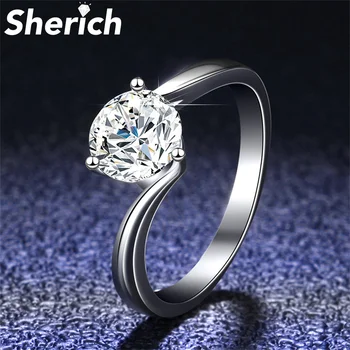 Tbestone 1ct Муассанит 100% Стерлингового серебра 925 пробы, легкое роскошное кольцо с романтическим обещанием 
