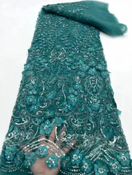 Африканская Кружевная ткань с блестками, расшитая бисером 2023, Высококачественное Кружево, Нигерийская французская вышивка, Тюлевая Кружевная ткань для вечернего платья для вечеринки