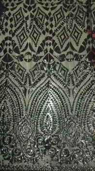 Бесплатная доставка!Высококачественный Французский шелковый материал, красивая африканская кружевная ткань С блестками для свадебных платьев ALC-JL908