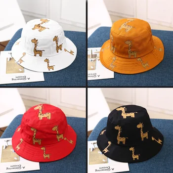 Детская панама, кепки, кепки для младенцев, летняя солнцезащитная кепка с мультяшным жирафом для девочек и мальчиков, Пляжная панама для улицы, кепка 1-3 лет