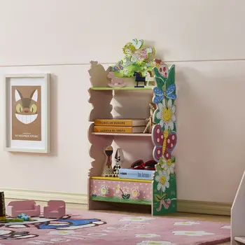 Детская подставка Olivia the Fairy для девочек, ручная роспись, 3-х ярусный книжный шкаф с цветами, с выдвижными ящиками