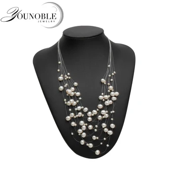 Женское ожерелье из пресноводного многослойного жемчуга, модное свадебное белое натуральное колье, подарок для новобрачных