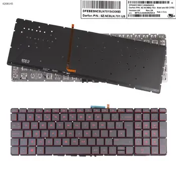 Клавиатура для ноутбука HP Pavilion 15-AB 15-AB000 15-ab224ne, ЧЕРНАЯ с подсветкой, без РАМКИ, Красная печать