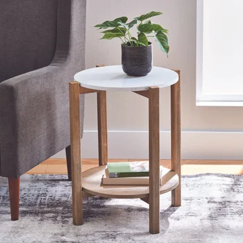 Круглый Мраморный Торцевой стол, деревянный стол, мебель для гостиной