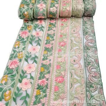 Легкая газовая вышивка, кружево со штрих-кодом, аксессуары в стиле ретро Hanfu, элегантные аксессуары для одежды в китайском стиле