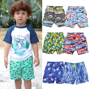 Летние детские пляжные штаны, Шорты с мультяшным принтом для мальчиков, Быстросохнущие детские плавки, Уличные дышащие детские купальники 2-8 Т