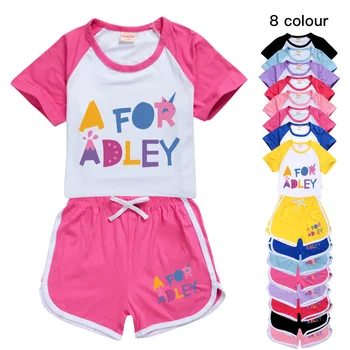 Новая одежда с героями мультфильмов A for Adley, Летняя короткая футболка, спортивный костюм для мальчиков, спортивные костюмы, костюм животного для детей от 2 до 16 лет, детская одежда