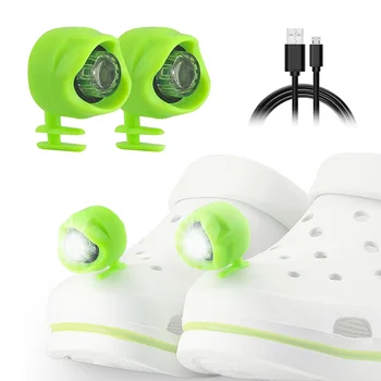 Перезаряжаемый светильник для обуви в виде сабо, 2 шт., Фары для Croc, 3 режима освещения в темноте, Для выгула собак, Удобный Кемпинг, Зеленый