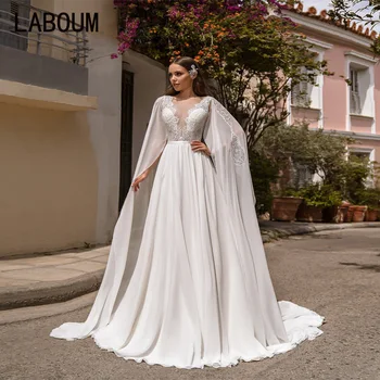 Простое свадебное платье LaBoum с белым трапециевидным шлейфом, пастельное платье 2023, элегантное свадебное платье noiva brautkleider robe de mariée