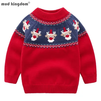 Рождественский свитер Mudkingdom для девочек, свитера для мальчиков, Пуловер, Детская одежда с Санта-Клаусом, Плотная детская зимняя одежда, Мягкая