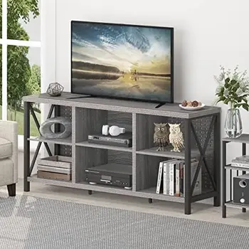 Телевизионная подставка для 55-дюймового телевизора, Промышленный Домашний развлекательный центр с полкой для хранения в шкафу, современные телевизионные носители из дерева и металла