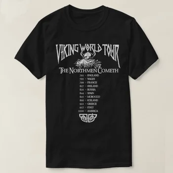 Футболка Viking World Tour, Новая футболка из 100% хлопка с коротким рукавом и круглым вырезом, Повседневный мужской топ