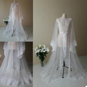 Элегантное Свадебное ночное платье для фотосессии, Иллюзионный Тюлевый халат, Халат для беременных, Женские халаты, Пижамы на заказ